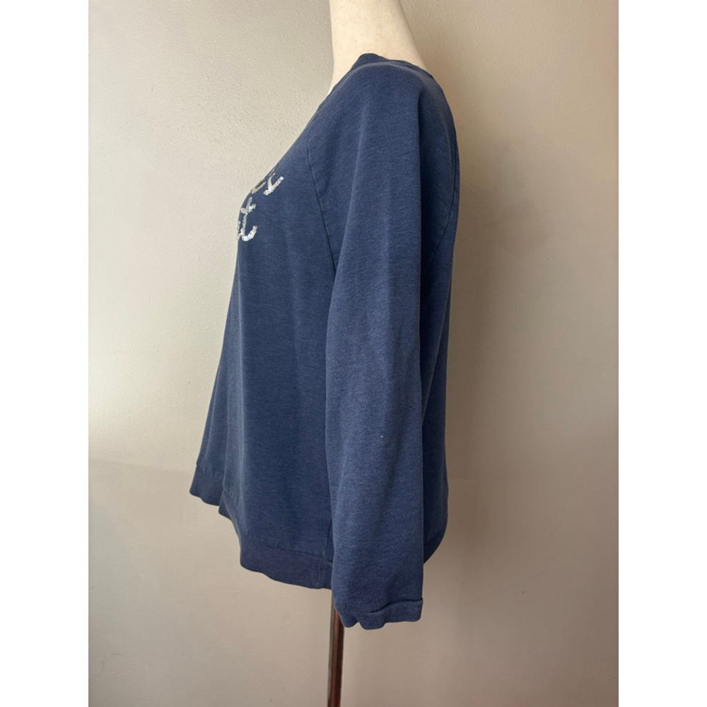 Vintage y2k Victoria's Secret Blue Sequin Sweatshirt S crewneck preppy casual - Picture 3 of 5